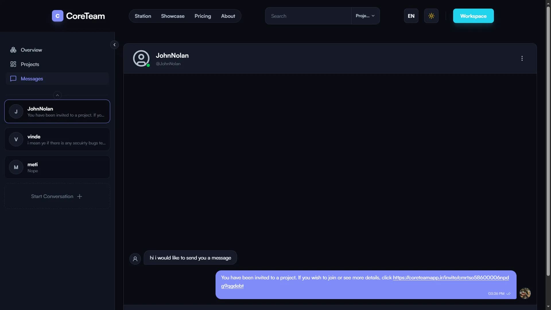 CoreTeam interface screen 15