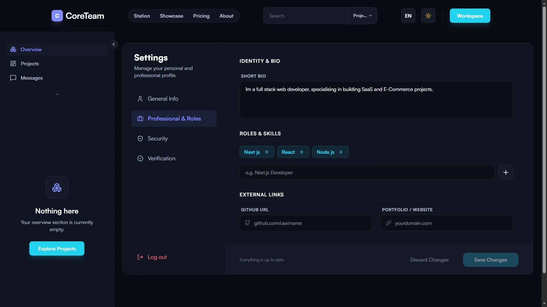 CoreTeam interface screen 7