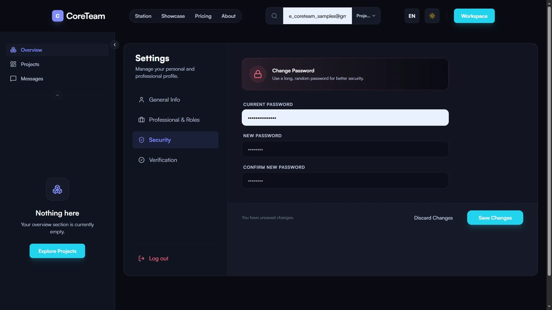 CoreTeam interface screen 8
